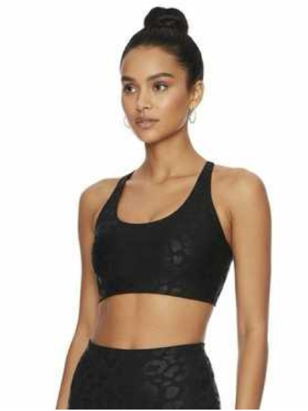 Beach Riot Black Tonal Leopard Racerback Sports Bra